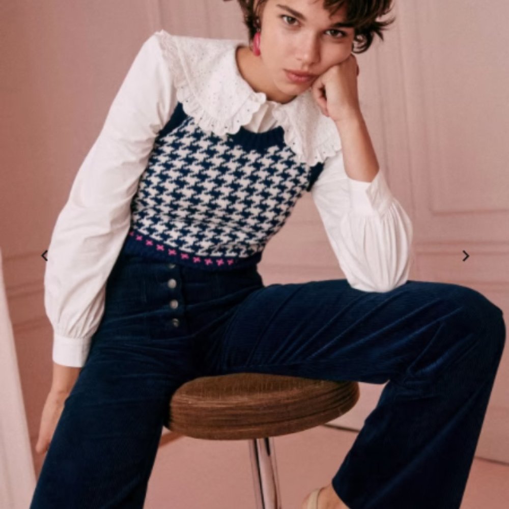 Sezane Navy Corduroy Chuck Trousers